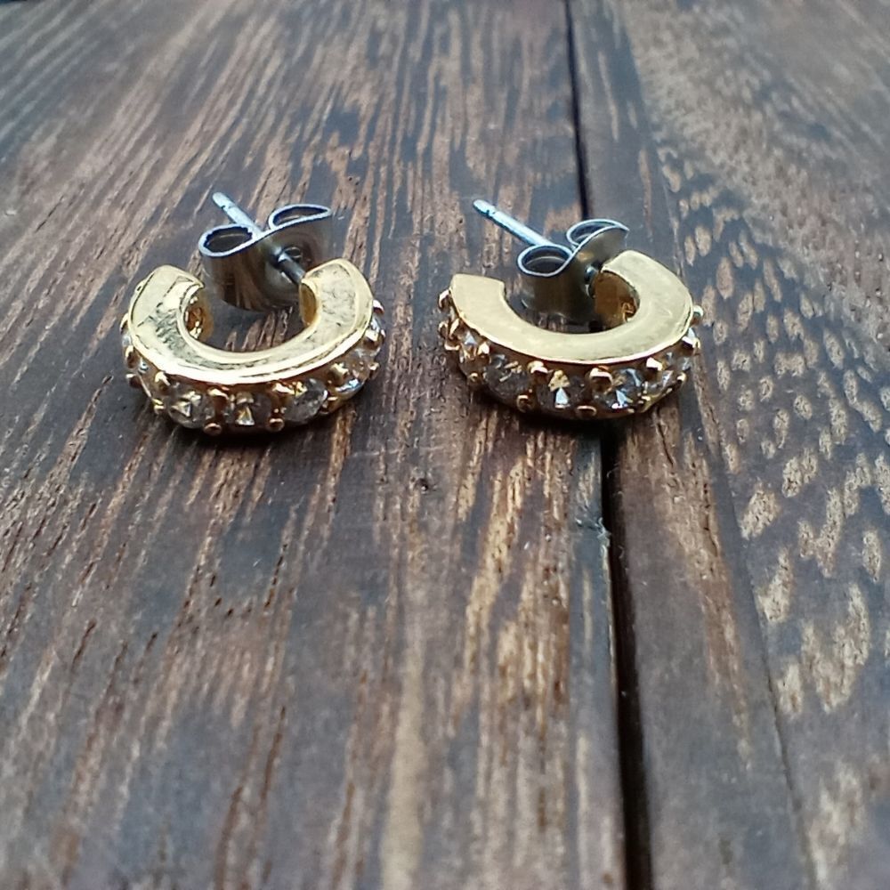 C shape crystal estate earrings E240